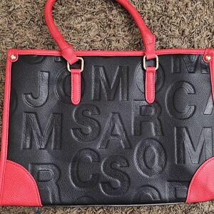 Elegant Black and Red Embossed Tote Bag